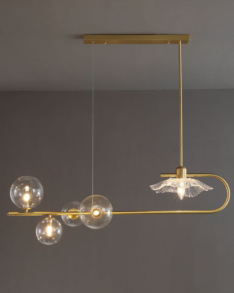 WOMO Linear Glass Bubble Brass Chandelier-WM2252