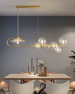 WOMO Linear Glass Bubble Brass Chandelier-WM2252