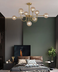 WOMO Glass Globe Brass Arm Chandelier-WM2255