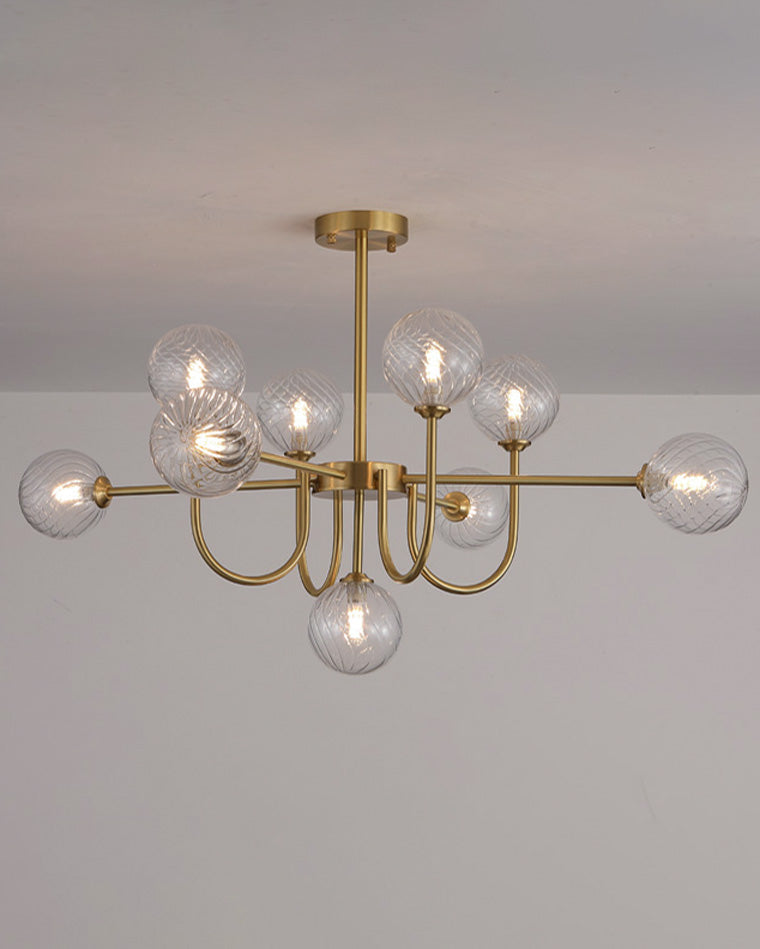 WOMO Glass Globe Brass Arm Chandelier-WM2255