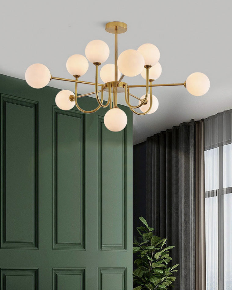 WOMO Glass Globe Brass Arm Chandelier-WM2255