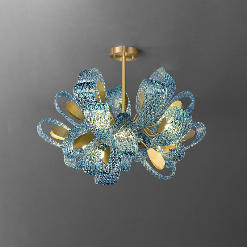WOMO Peacock Blue Art Glass Chandelier-WM2213