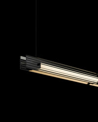 WOMO Black Ribbed Glass Linear Pendant Light-WM2308