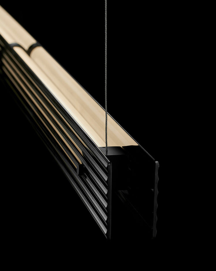 WOMO Black Ribbed Glass Linear Pendant Light-WM2308