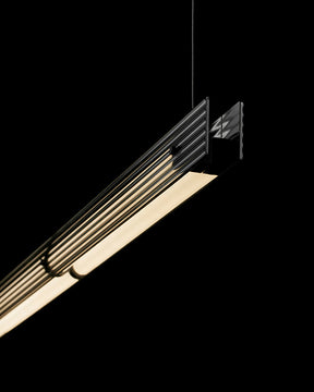 WOMO Black Ribbed Glass Linear Pendant Light-WM2308