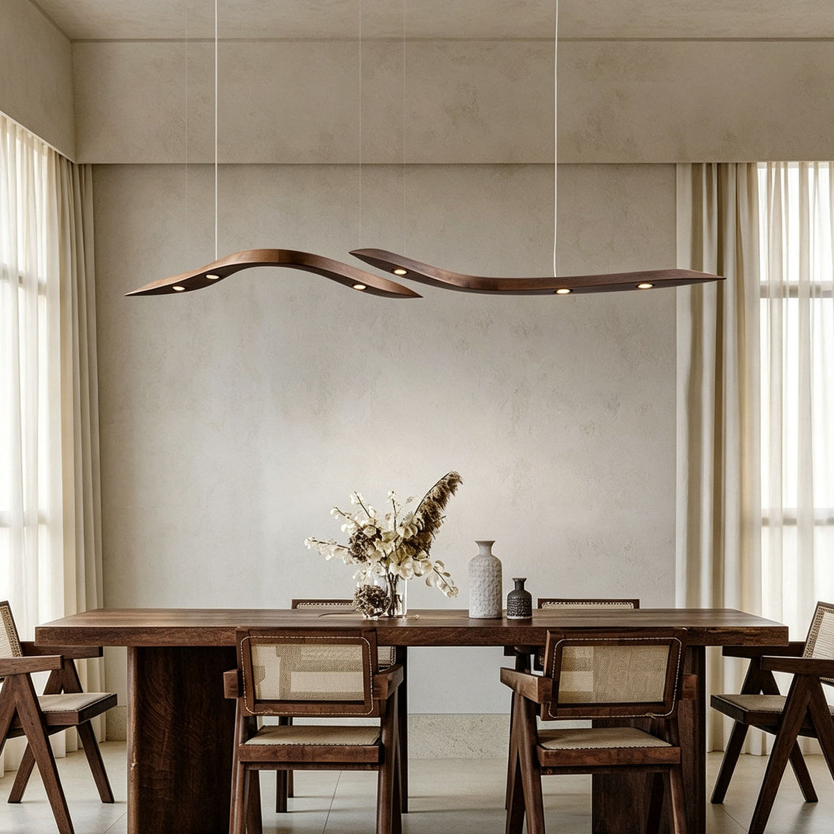 WOMO Wood Wave Linear Pendant Light-WM3264