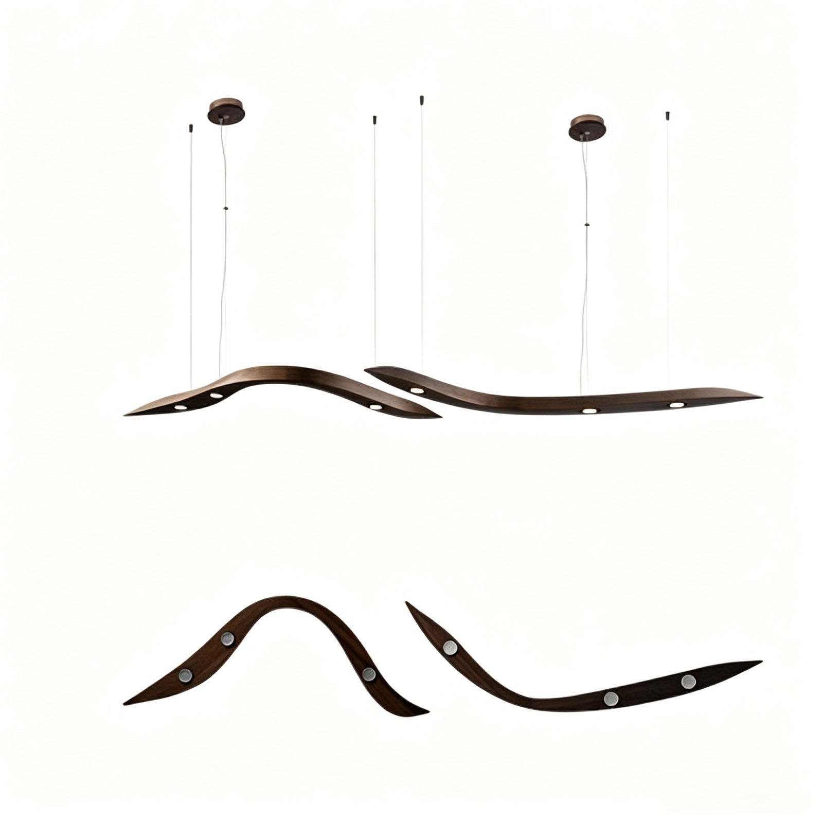 WOMO Wood Wave Linear Pendant Light-WM3264