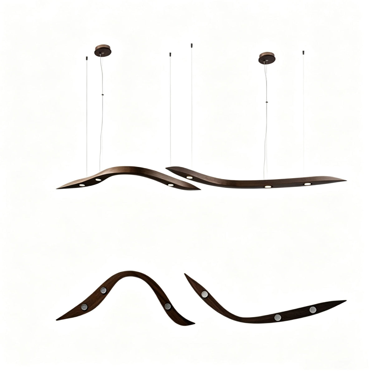 WOMO Wood Wave Linear Pendant Light-WM3264