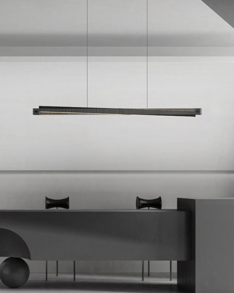 WOMO Black Fluted Glass Linear Pendant Light-WM2310