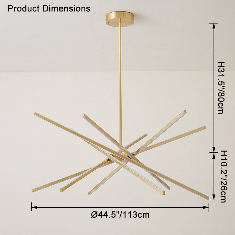 WOMO Brass Stick Led Chandelier-WM2330