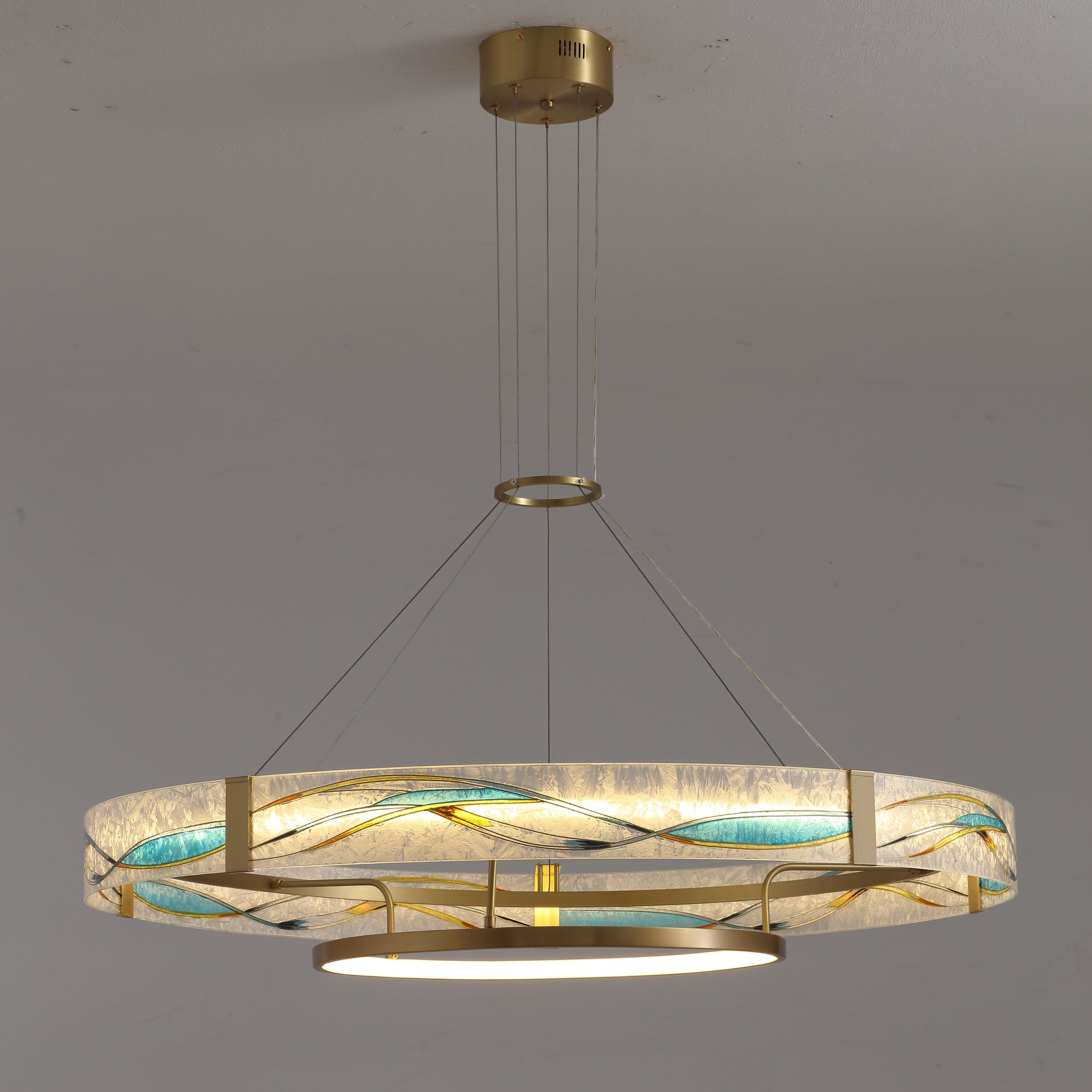 WOMO Enamel Round Brass Chandelier-WM2335