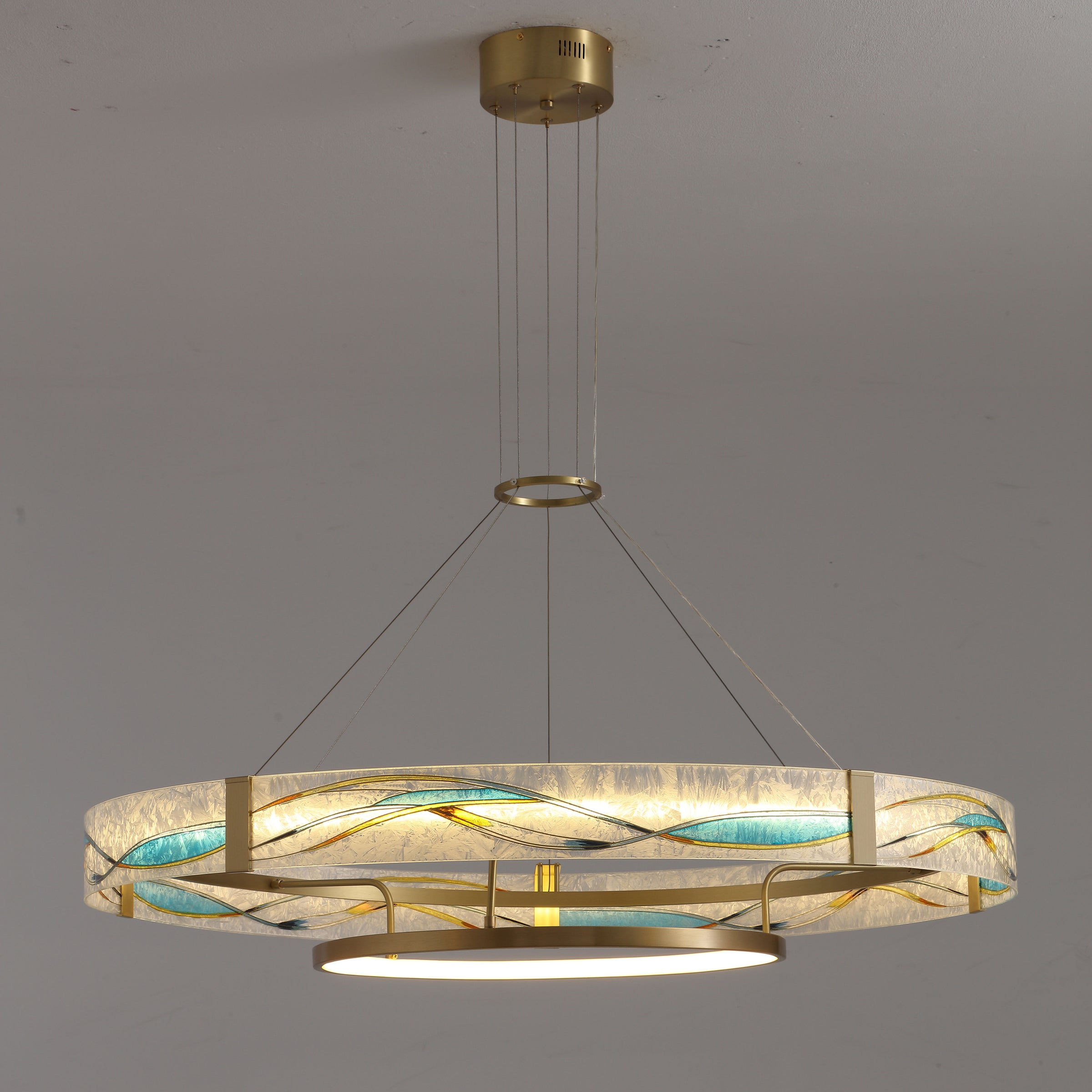WOMO Enamel Round Brass Chandelier-WM2335