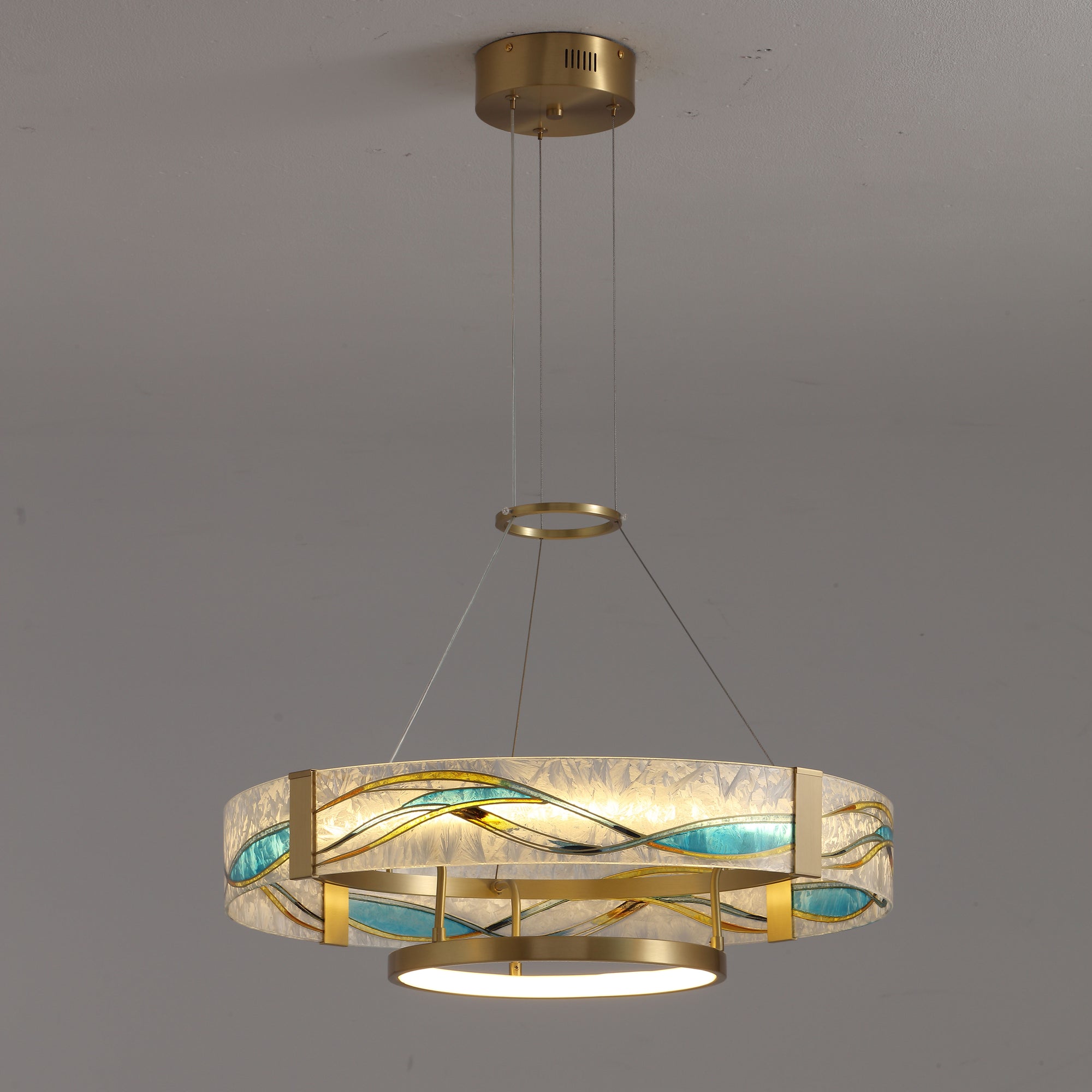 WOMO Enamel Round Brass Chandelier-WM2335