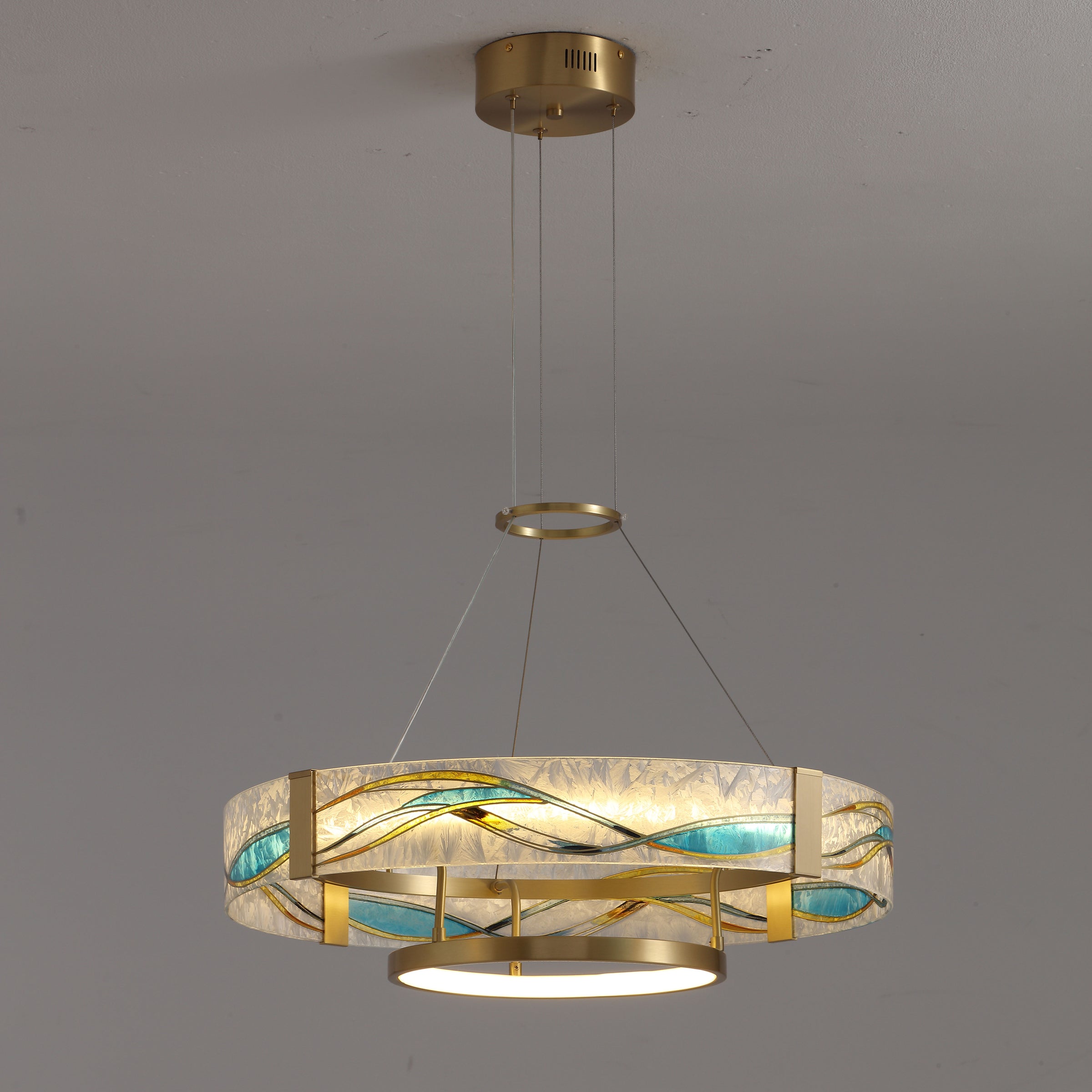 WOMO Enamel Round Brass Chandelier-WM2335