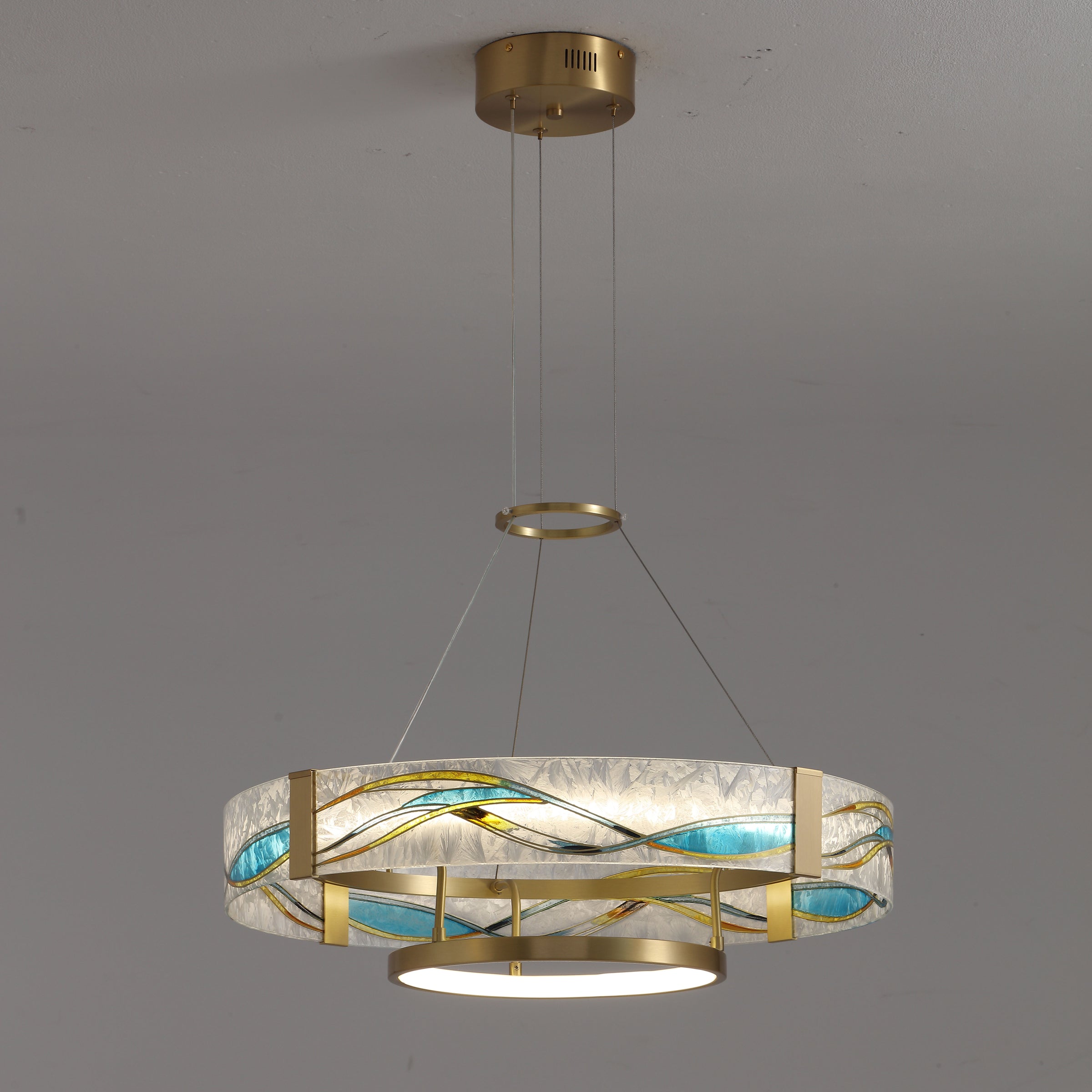 WOMO Enamel Round Brass Chandelier-WM2335