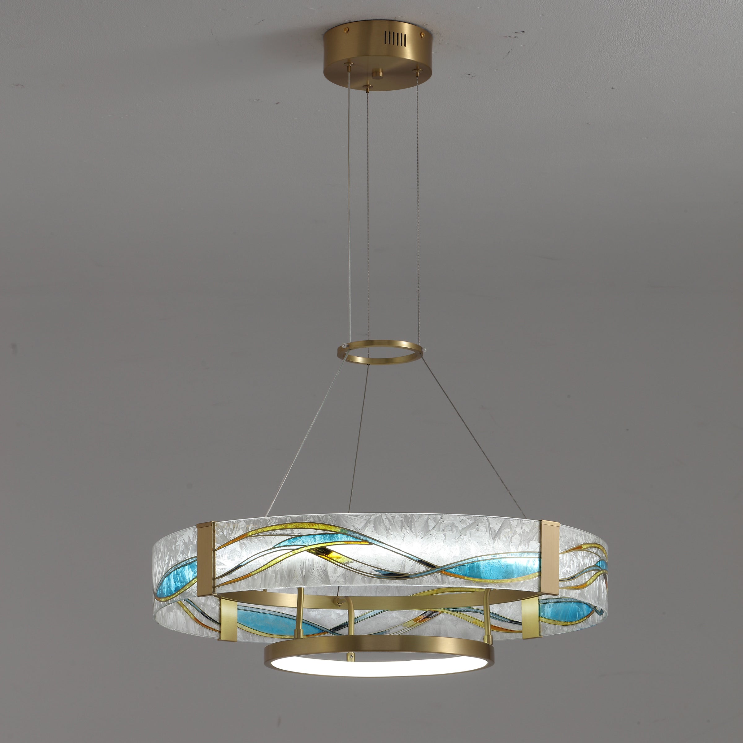 WOMO Enamel Round Brass Chandelier-WM2335