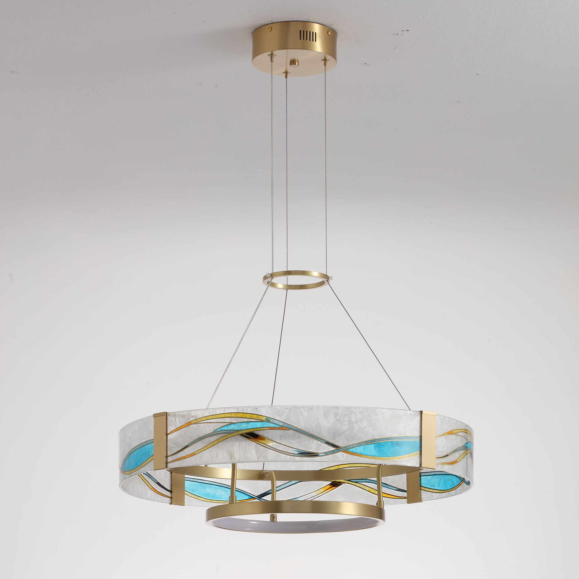 WOMO Enamel Round Brass Chandelier-WM2335