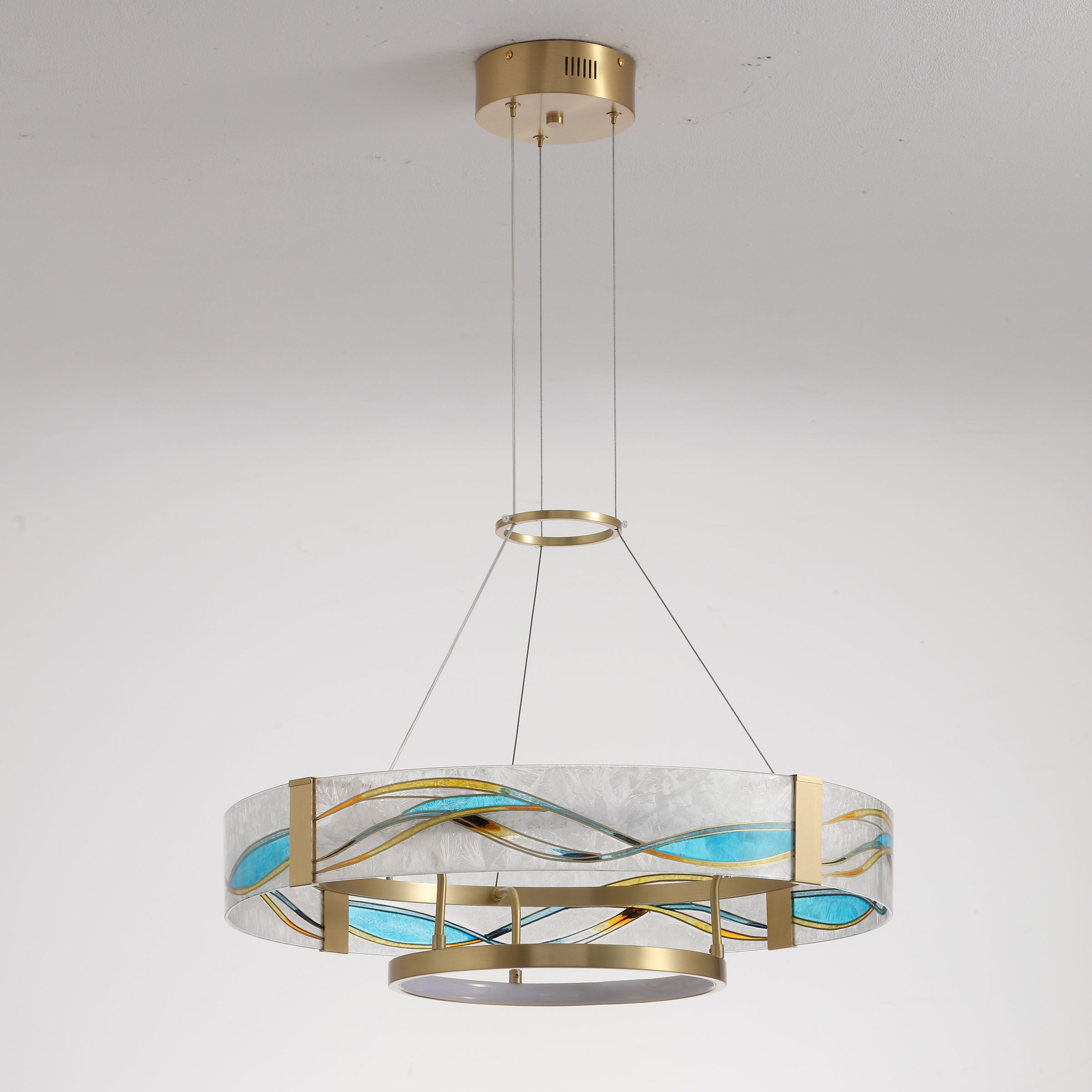 WOMO Enamel Round Brass Chandelier-WM2335