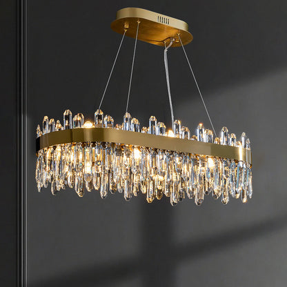 WOMO Gold Long Oval Crystal Chandelier-WM2339b