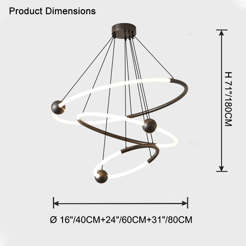 WOMO Tiered Circular Led Brass Chandelier-WM2342