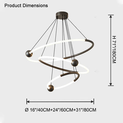 WOMO Tiered Circular Led Brass Chandelier-WM2342