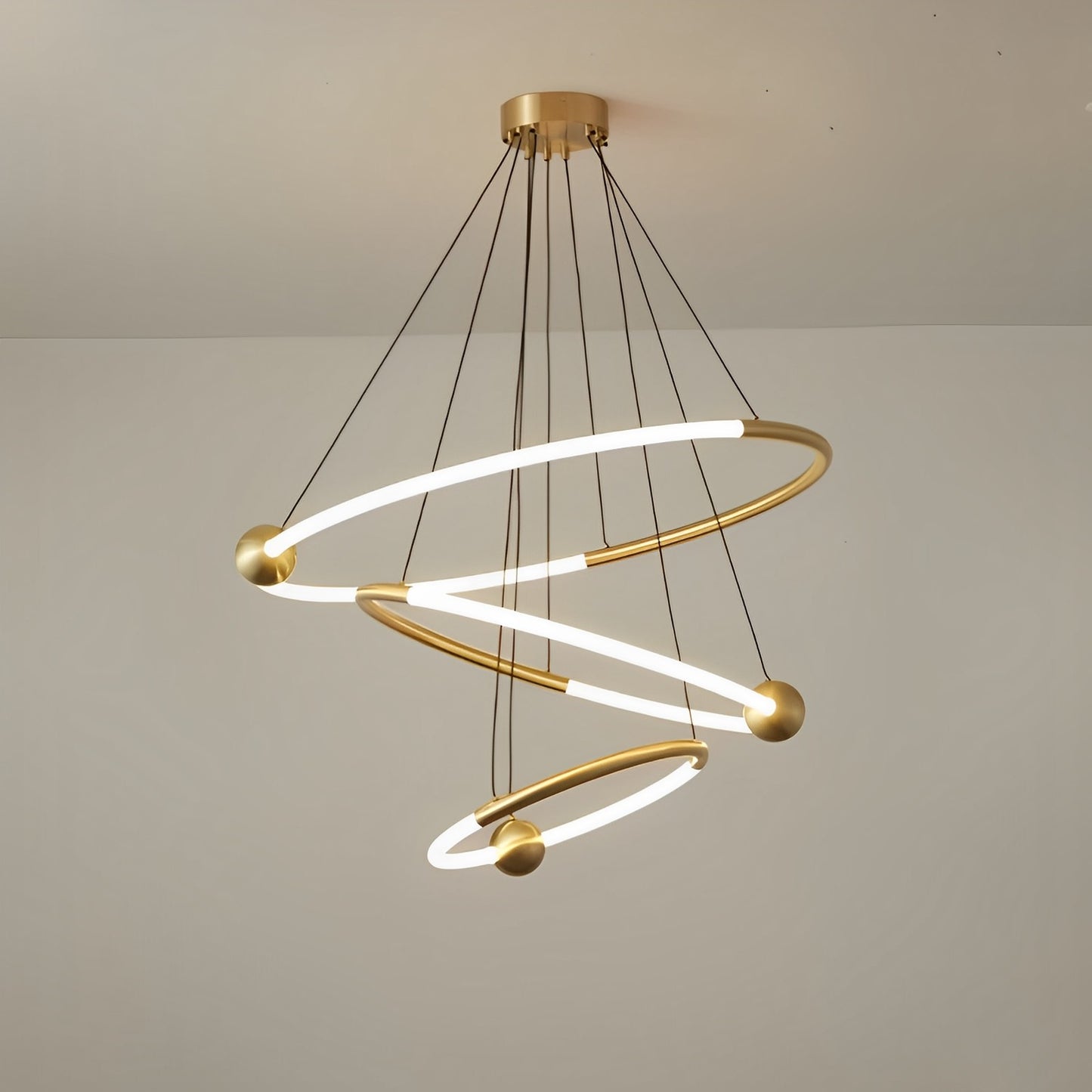 WOMO Tiered Circular Led Brass Chandelier-WM2342