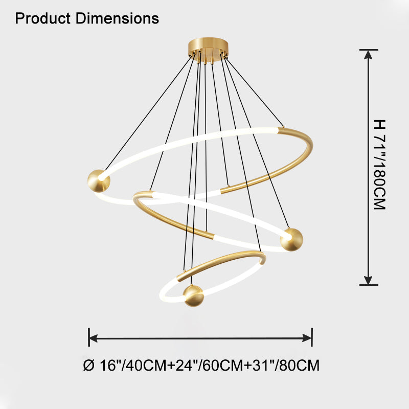 WOMO Tiered Circular Led Brass Chandelier-WM2342