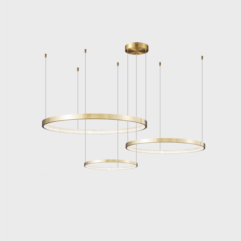 WOMO Tiered Circular Led Brass Chandelier-WM2345