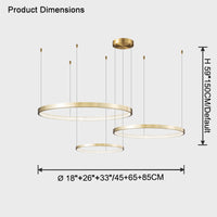 WOMO Tiered Circular Led Brass Chandelier-WM2345