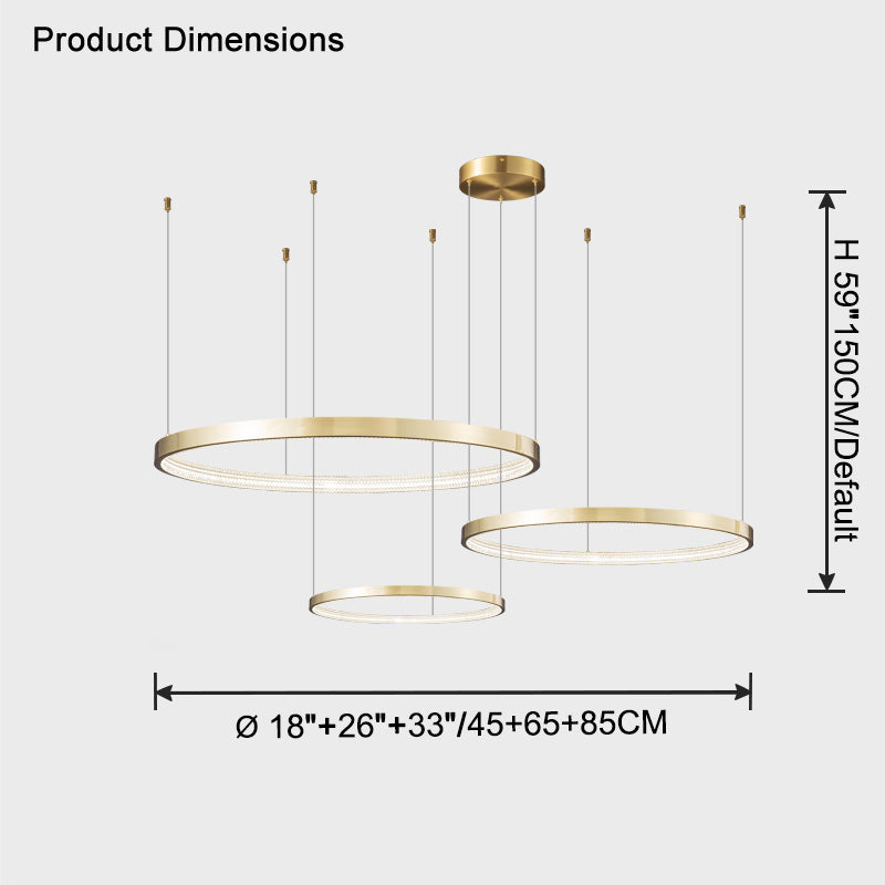 WOMO Tiered Circular Led Brass Chandelier-WM2345