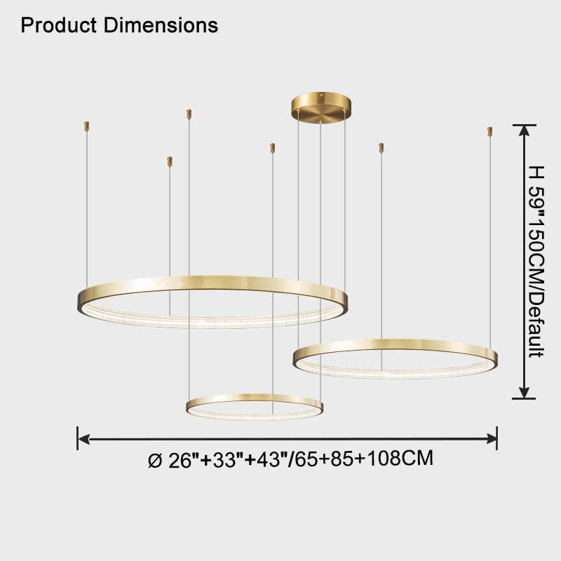 WOMO Tiered Circular Led Brass Chandelier-WM2345