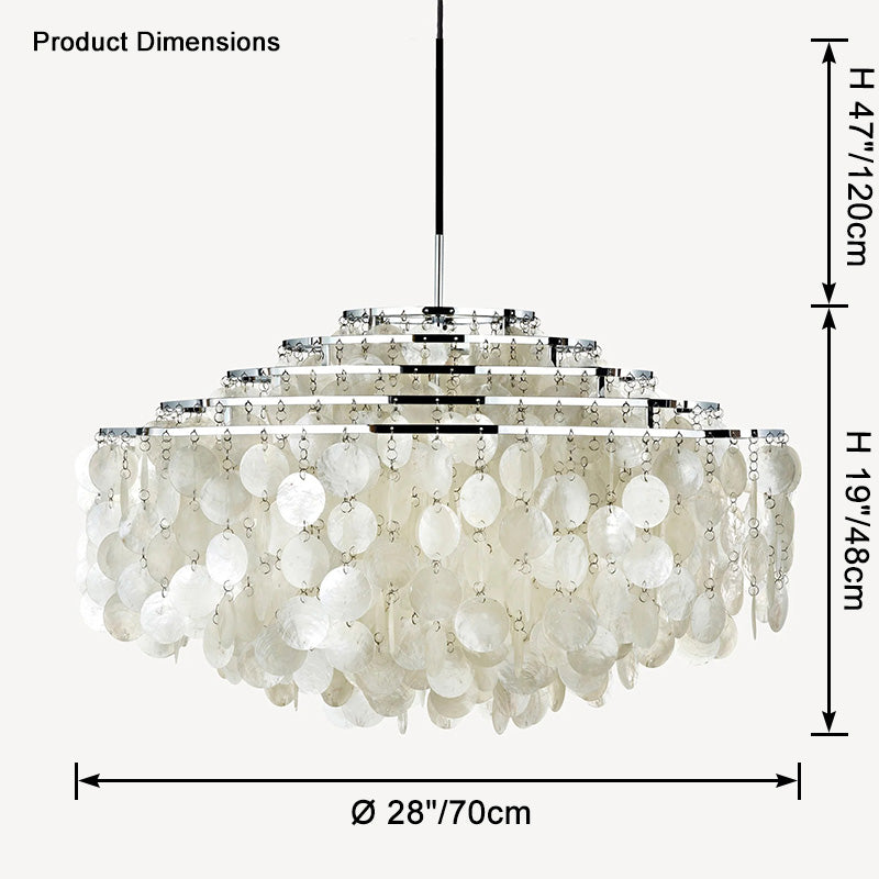 WOMO Tiered Capiz Round Chandelier-WM2346