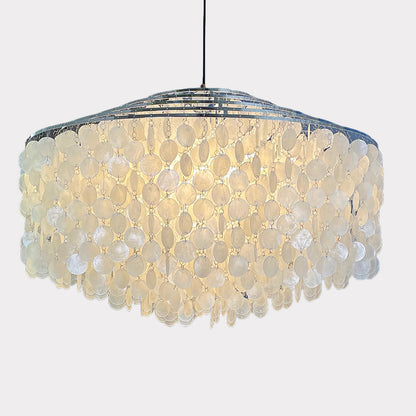 WOMO Tiered Capiz Round Chandelier-WM2346