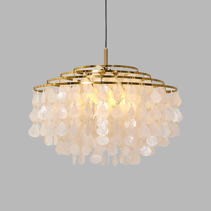 WOMO Tiered Capiz Round Chandelier-WM2346