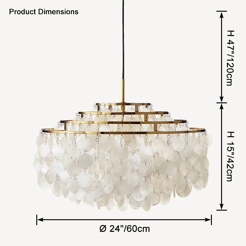 WOMO Tiered Capiz Round Chandelier-WM2346