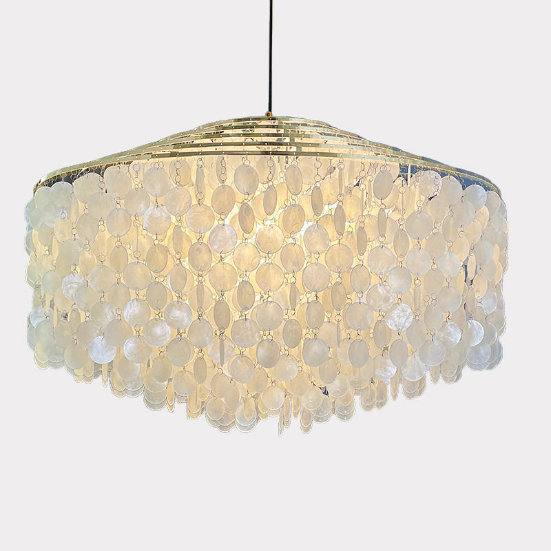 WOMO Tiered Capiz Round Chandelier-WM2346