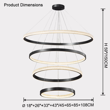 WOMO Tiered Circular Led Brass Chandelier-WM2347