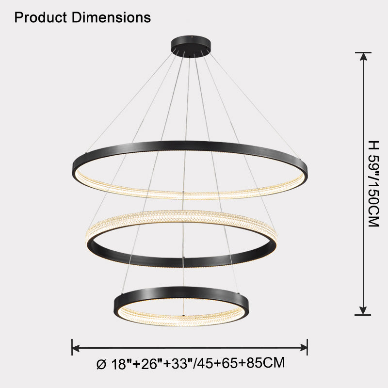 WOMO Tiered Circular Led Brass Chandelier-WM2347