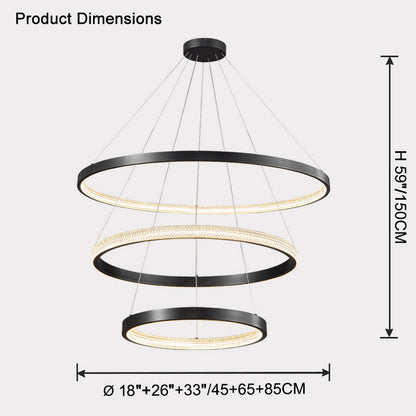 WOMO Tiered Circular Led Brass Chandelier-WM2347