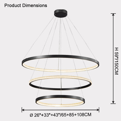 WOMO Tiered Circular Led Brass Chandelier-WM2347