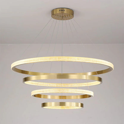 WOMO Tiered Circular Led Brass Chandelier-WM2347