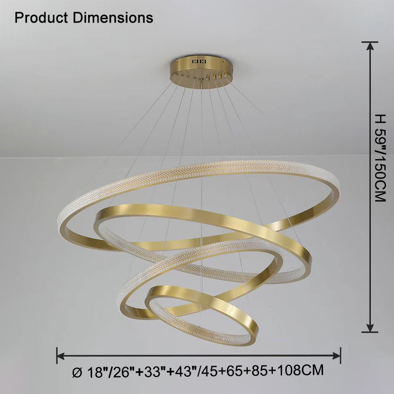 WOMO Tiered Circular Led Brass Chandelier-WM2347