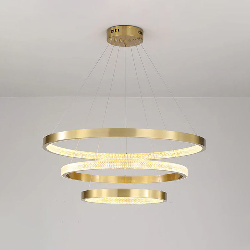 WOMO Tiered Circular Led Brass Chandelier-WM2347