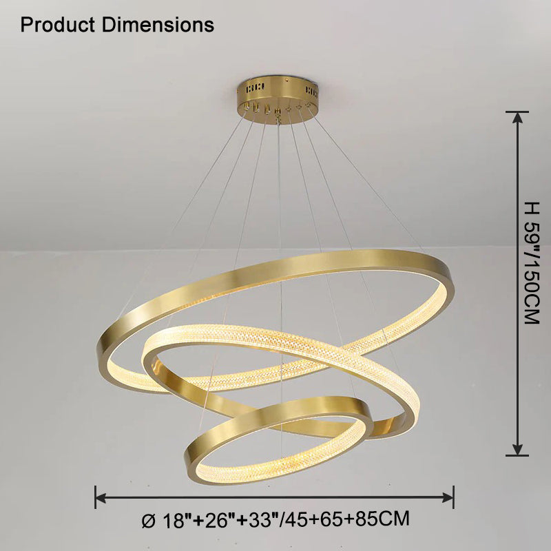 WOMO Tiered Circular Led Brass Chandelier-WM2347