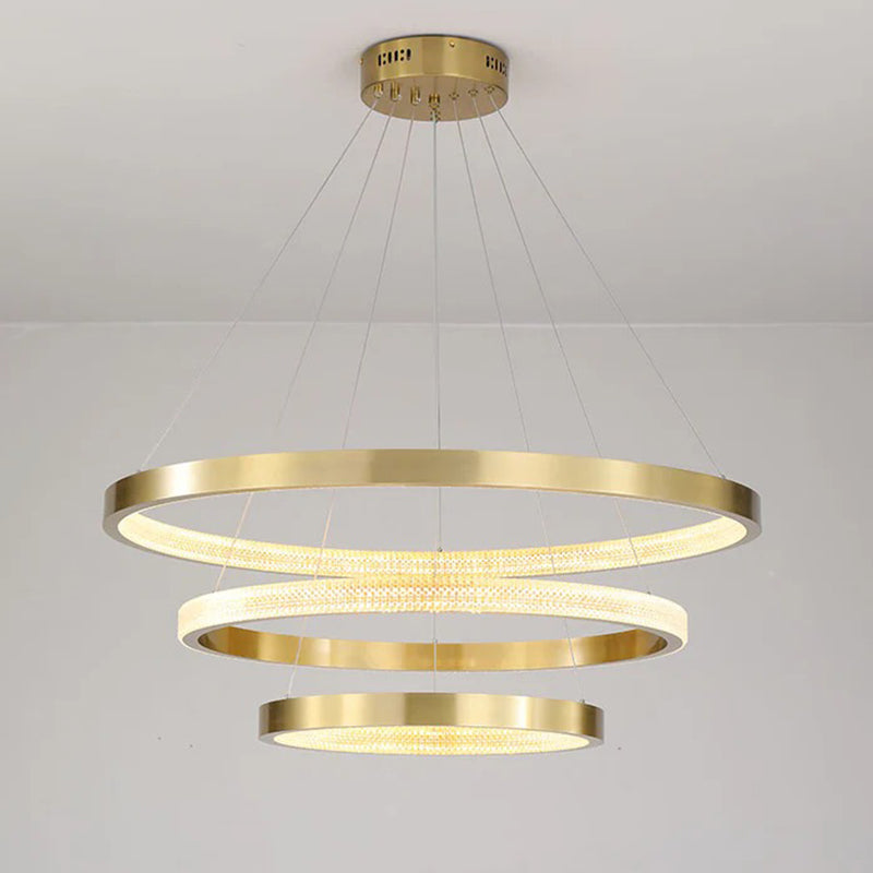 WOMO Tiered Circular Led Brass Chandelier-WM2347