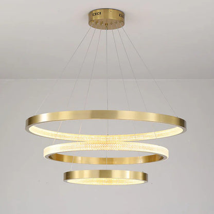 WOMO Tiered Circular Led Brass Chandelier-WM2347