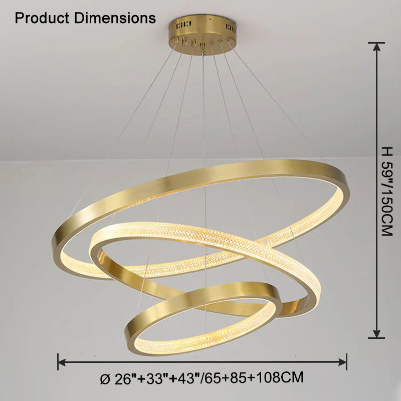 WOMO Tiered Circular Led Brass Chandelier-WM2347