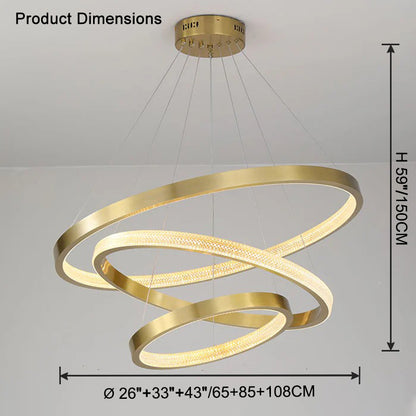 WOMO Tiered Circular Led Brass Chandelier-WM2347