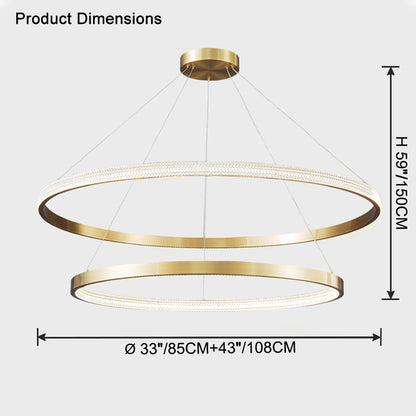 WOMO Tiered Circular Led Brass Chandelier-WM2347