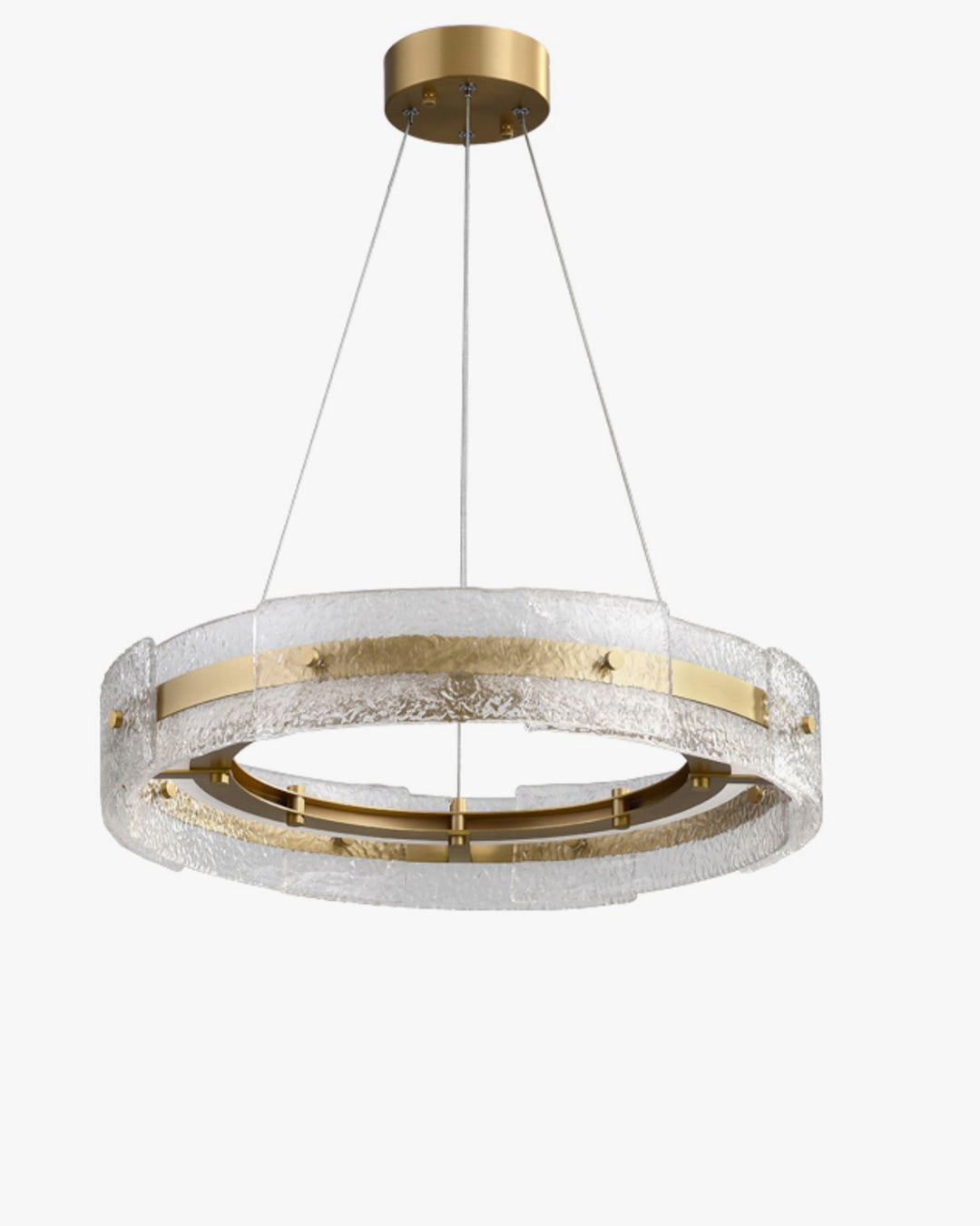 WOMO Hammered Glass Round Brass Chandelier-WM2351